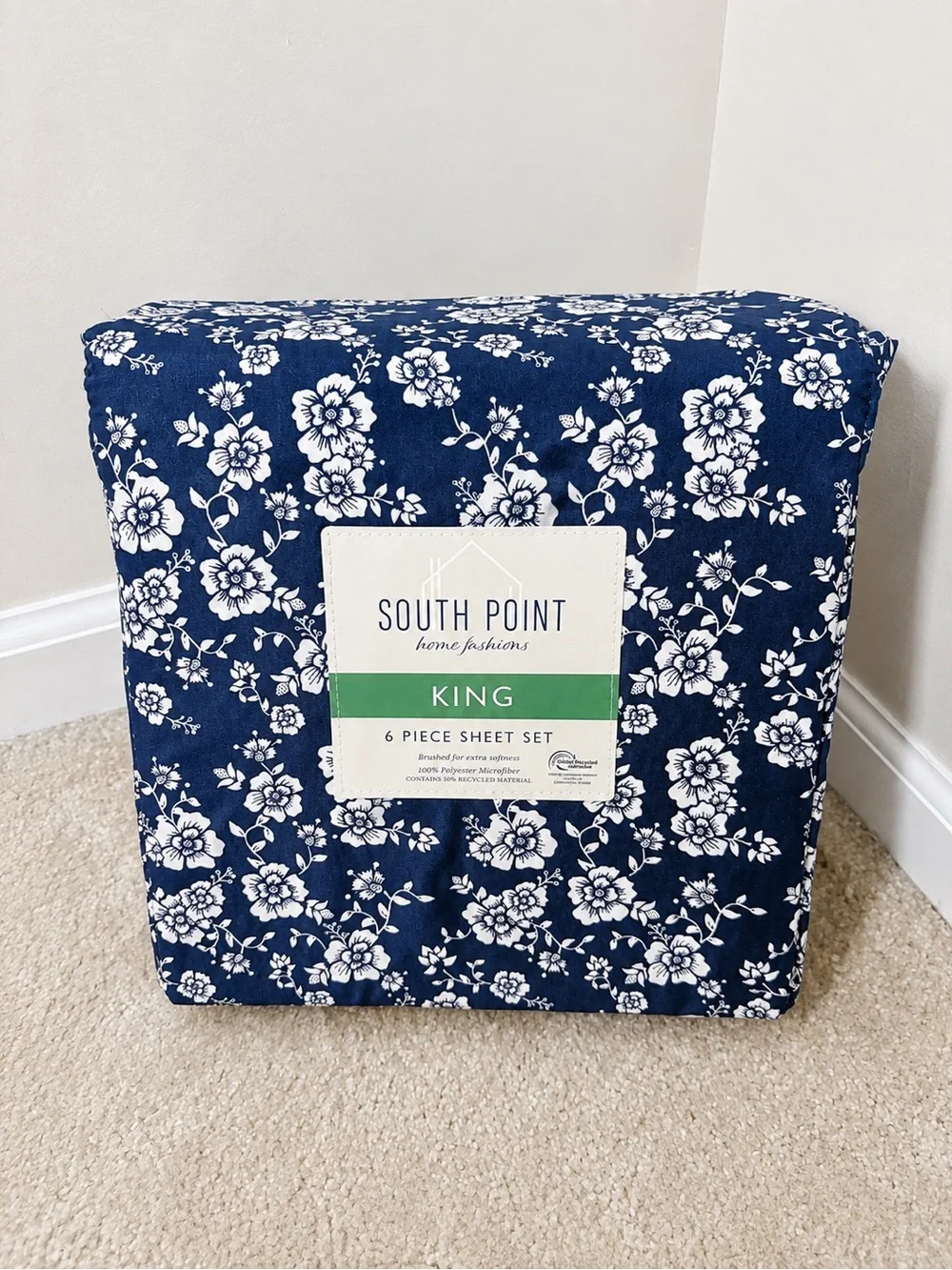 NEW South Point Jasmine Floral 6-Piece King Sheet Set